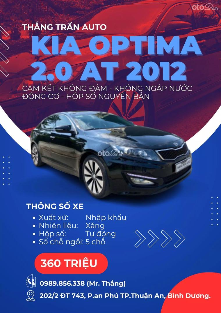 2012 - Kia Optima - Trang bị ghế chỉnh điện, ghế sưởi, v. V... Cực mới xe 1 chủ 295 triệu Xem chi tiết