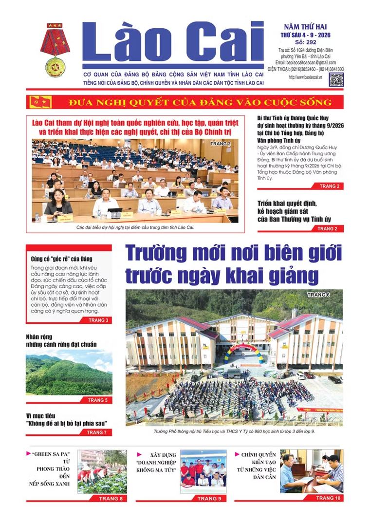 Báo Lào Cai Thường kỳ số 292 ra ngày 4/9/2026