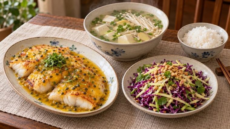 Bữa cơm tối 120 nghìn: Cá basa sốt chanh leo, canh đậu phụ non