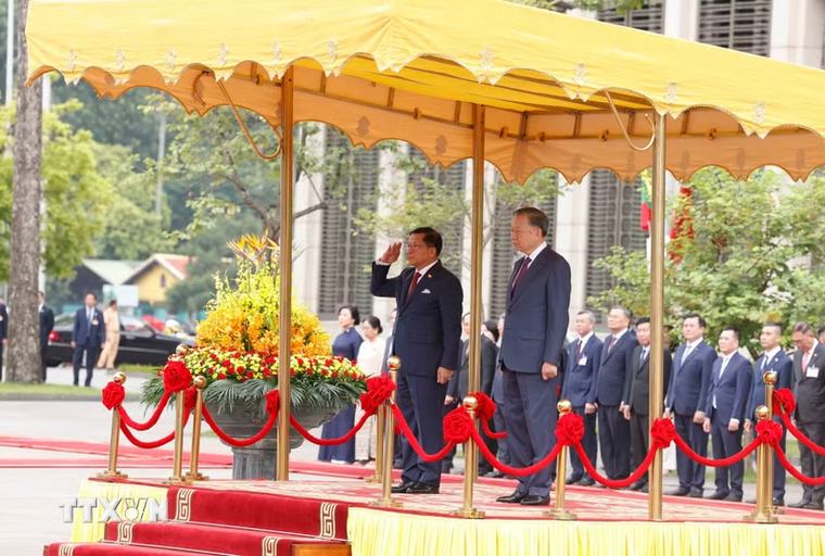 Tổng Bí thư, Chủ tịch nước Tô Lâm chủ trì Lễ đón chính thức Tổng thống Myanmar thăm chính thức Việt Nam