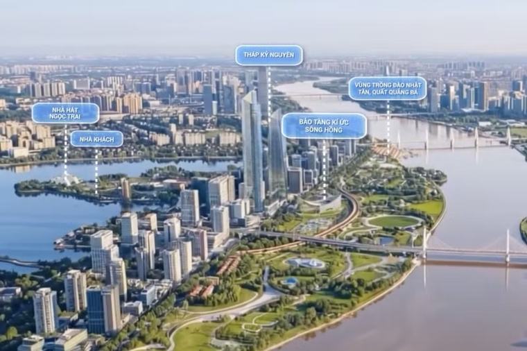 Hà Nội đề xuất xây Tháp Kỷ nguyên 109 tầng trên Trục đại lộ cảnh quan sông Hồng
