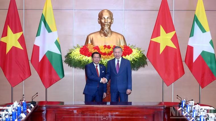 [Ảnh] Tổng Bí thư, Chủ tịch nước Tô Lâm hội đàm với Tổng thống Myanmar Min Aung Hlaing